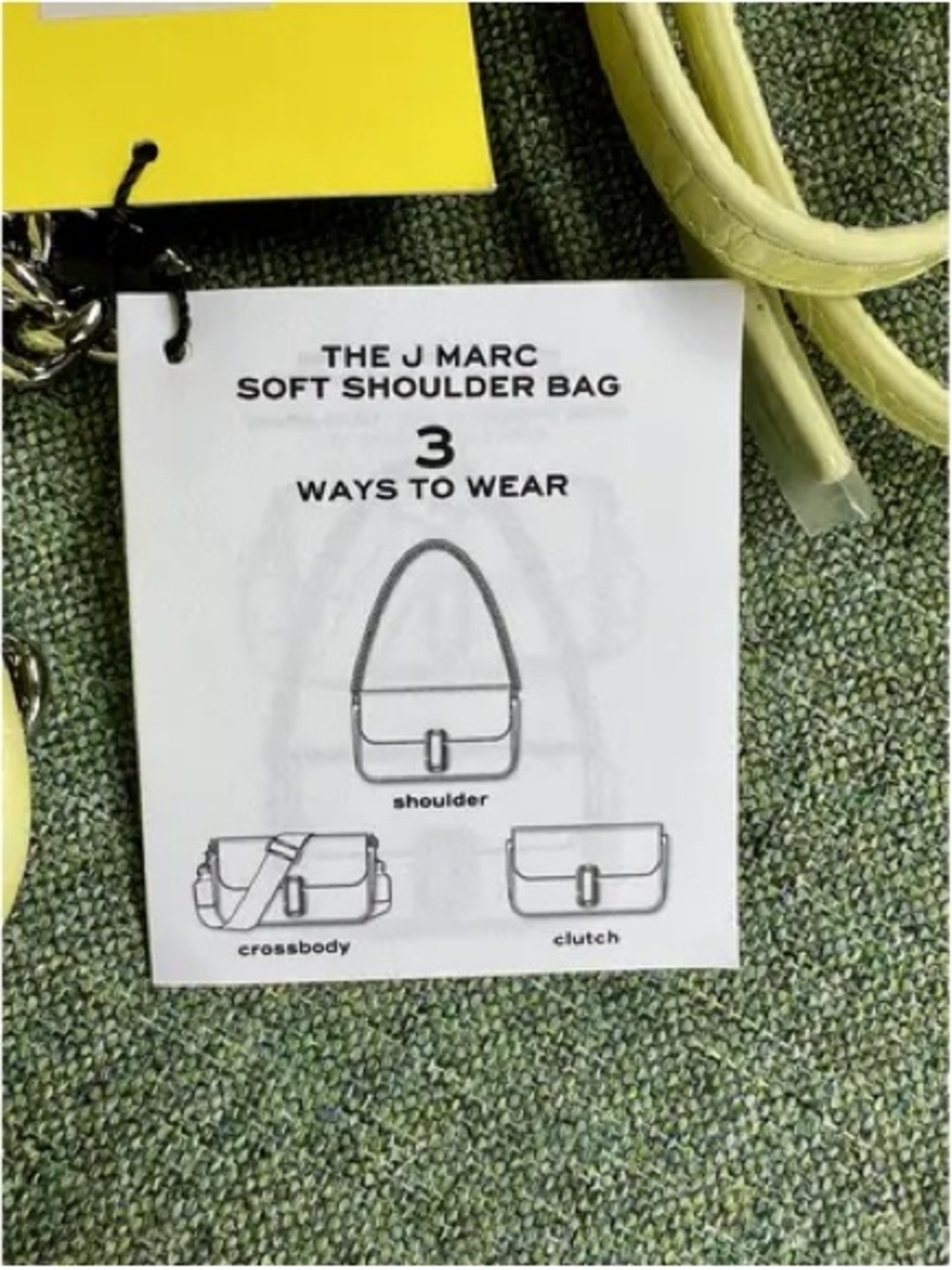 Marc Jacobs Lemon Croc-Embossed Shoulder Bag with Silver Chain - Picture 4 of 4
